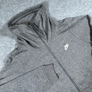 Nike Jacket Mens 1X Gray Full Zip High Neck Swoosh Logo Athletic Lightweight